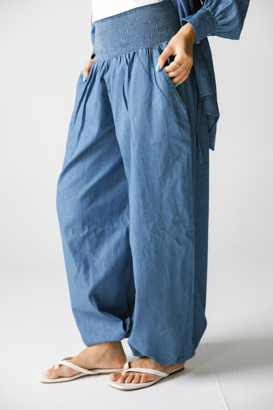 Denim tencel balloon pants