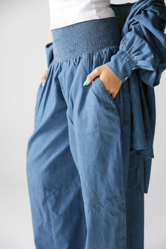 Denim tencel balloon pants