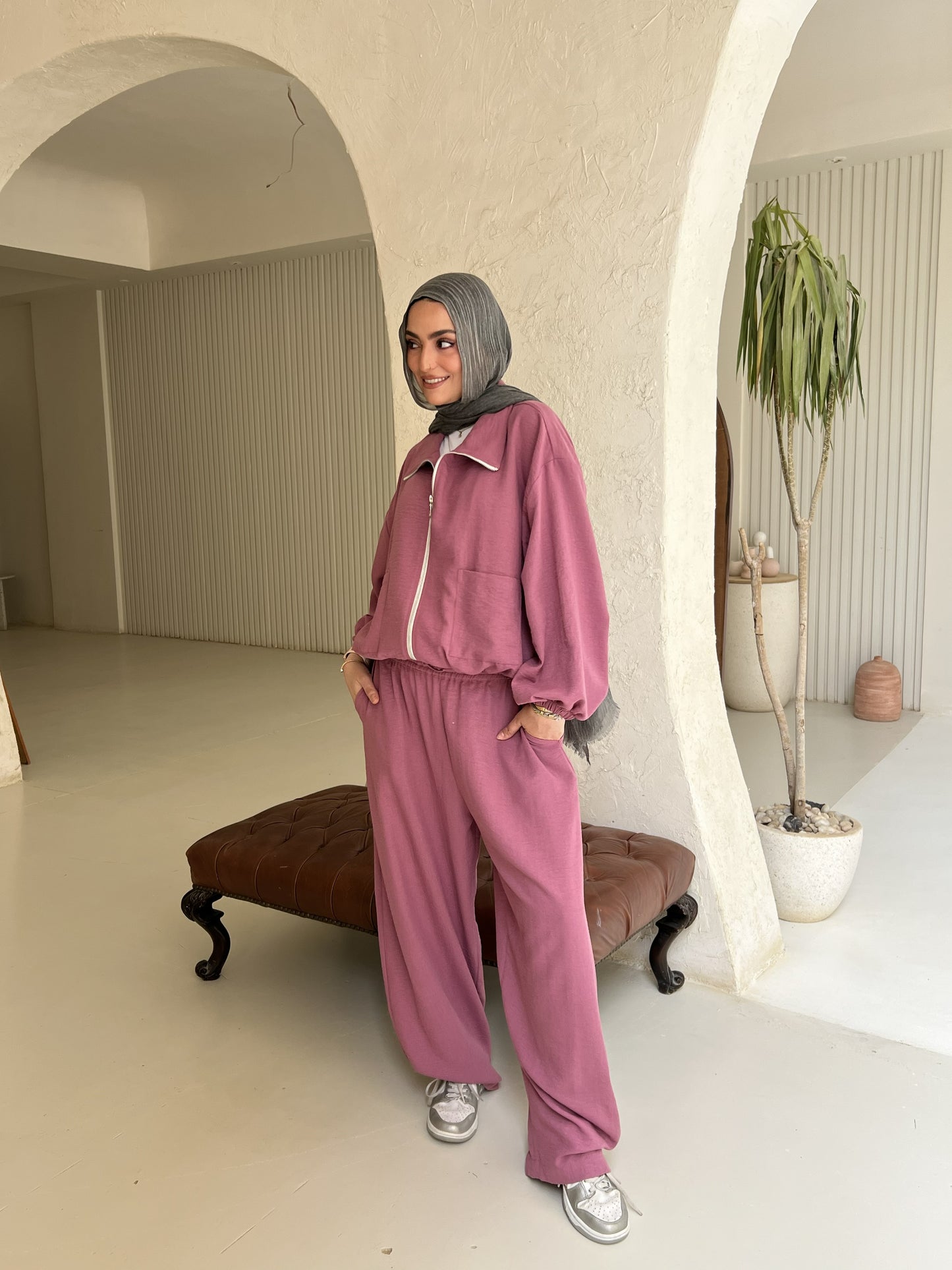 Zip up set in Mauve