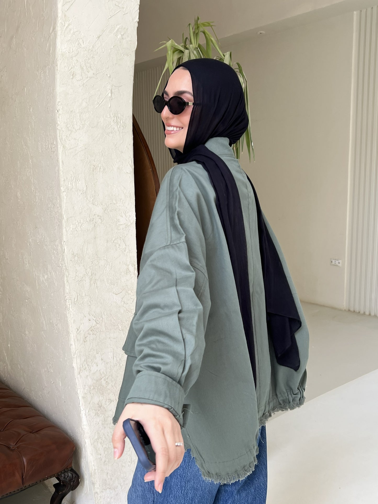 Gabardine jacket in Olive