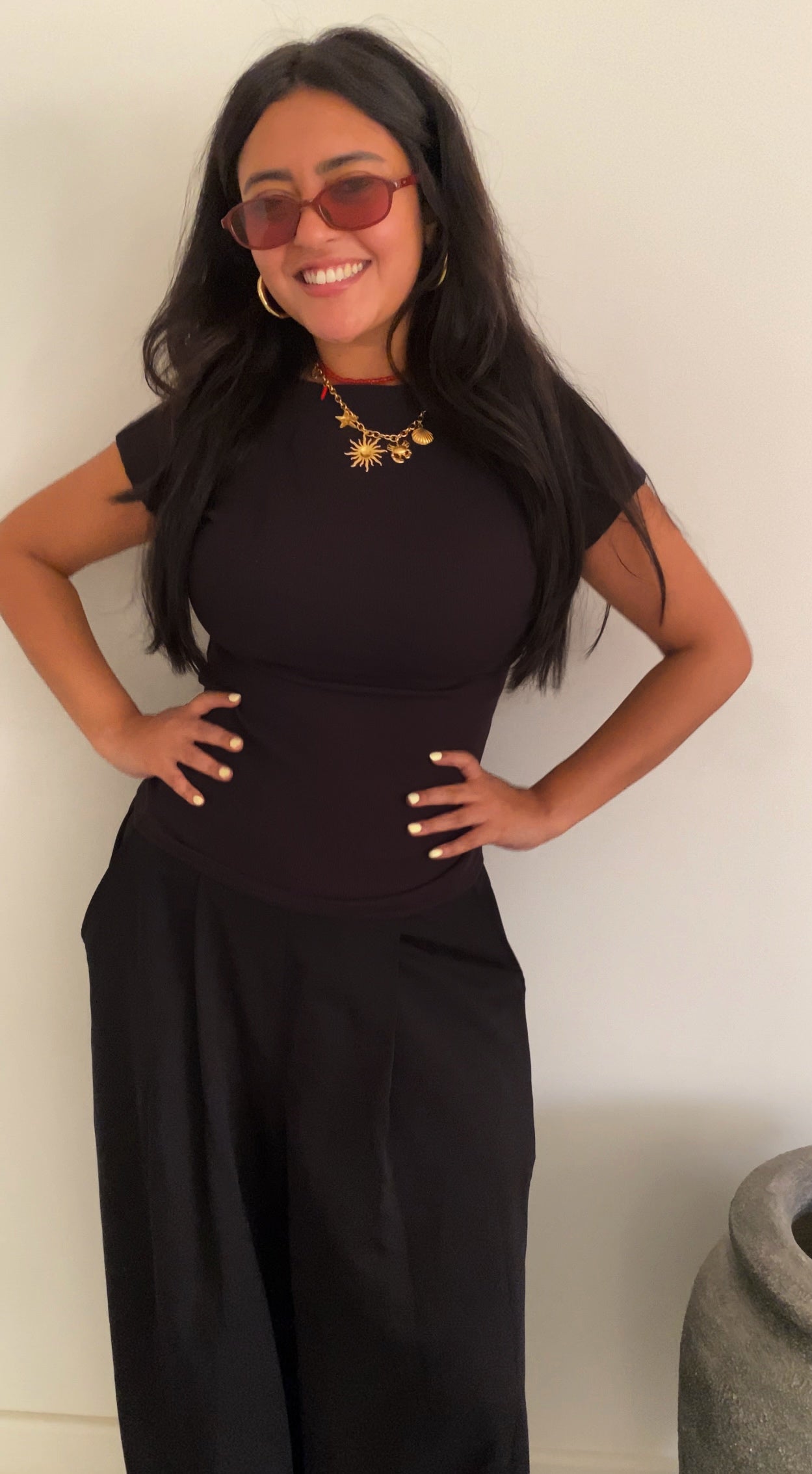 Slim rib top in Black