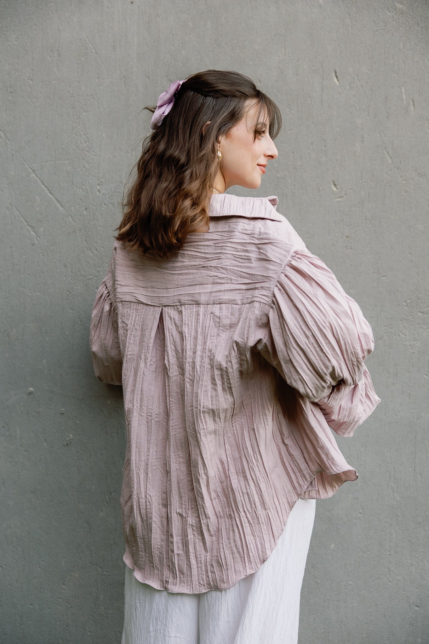 Shimmery ripple shirt in Pink