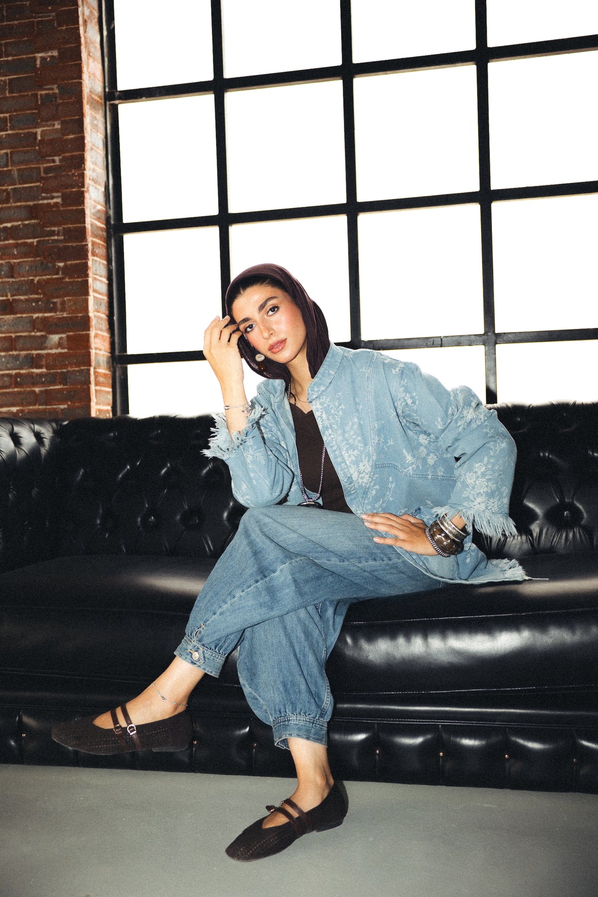 Floral denim jacket