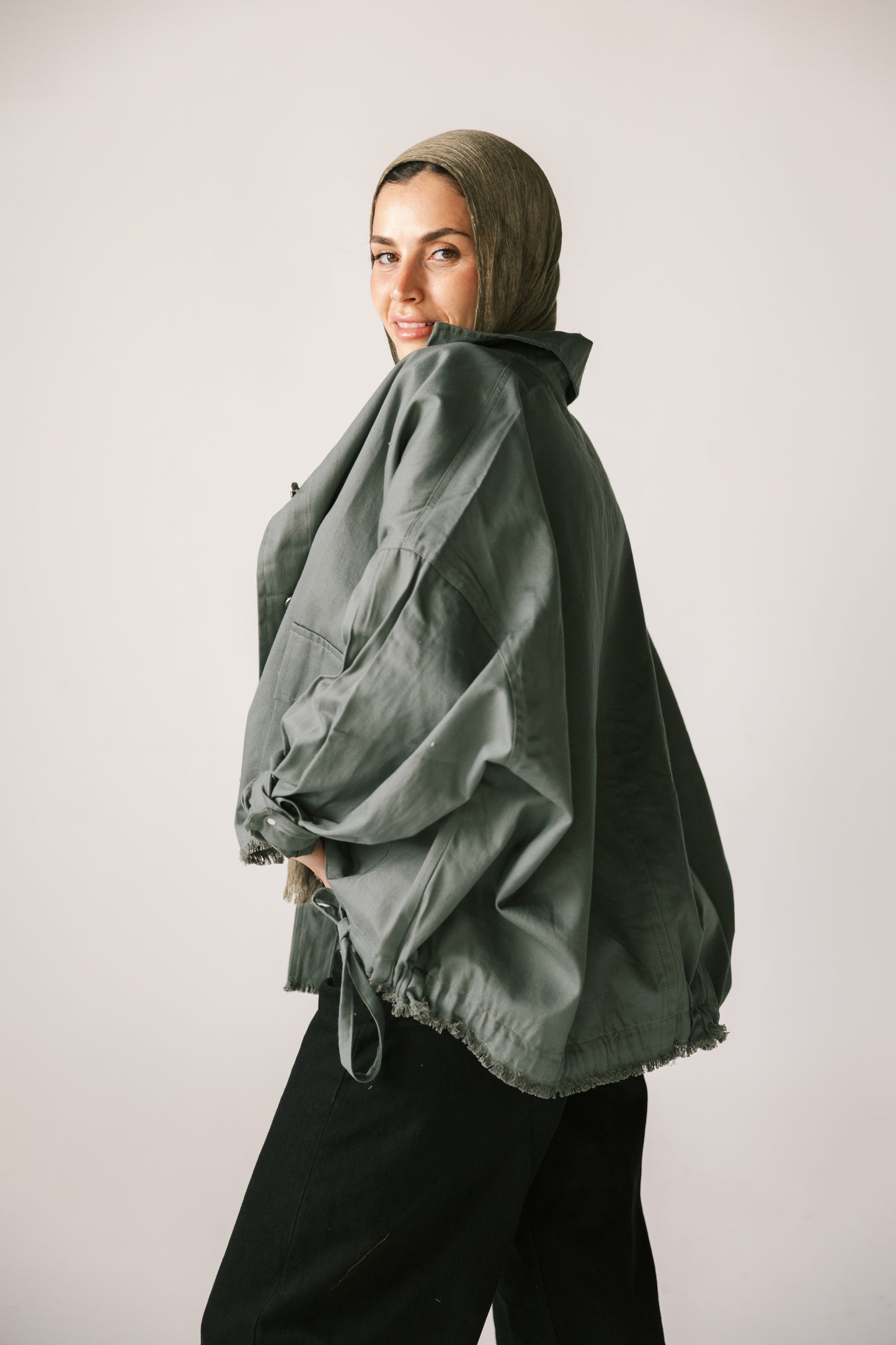 Gabardine jacket in Olive