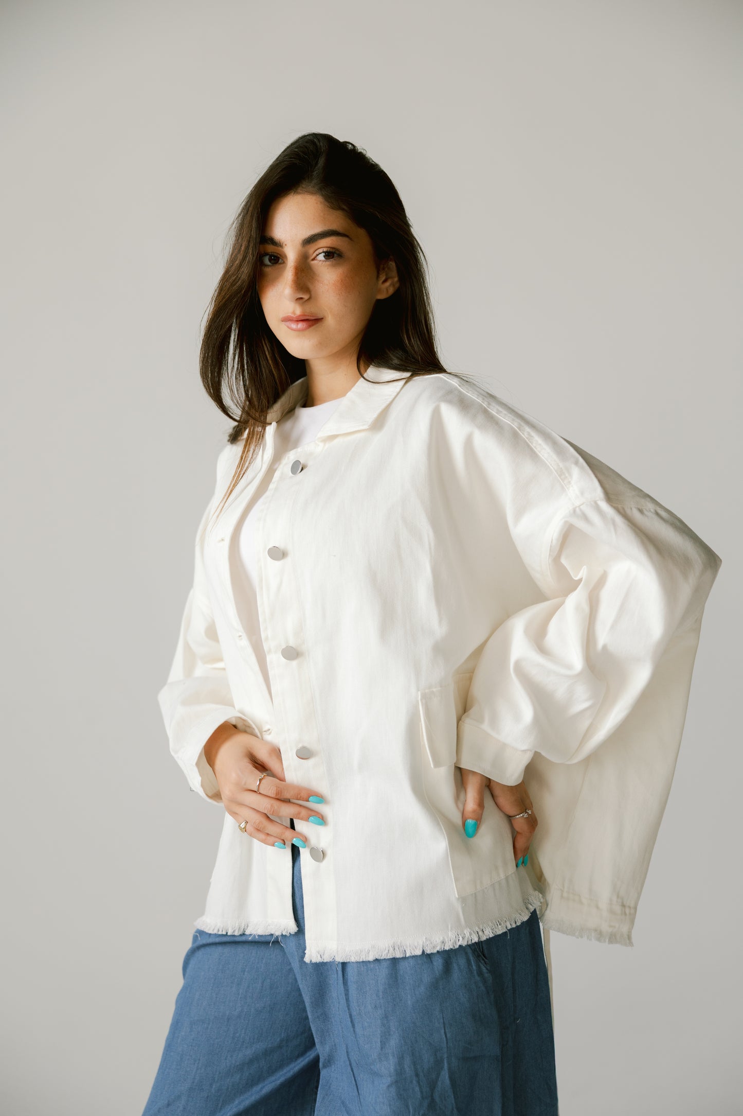 Gabardine jacket in white