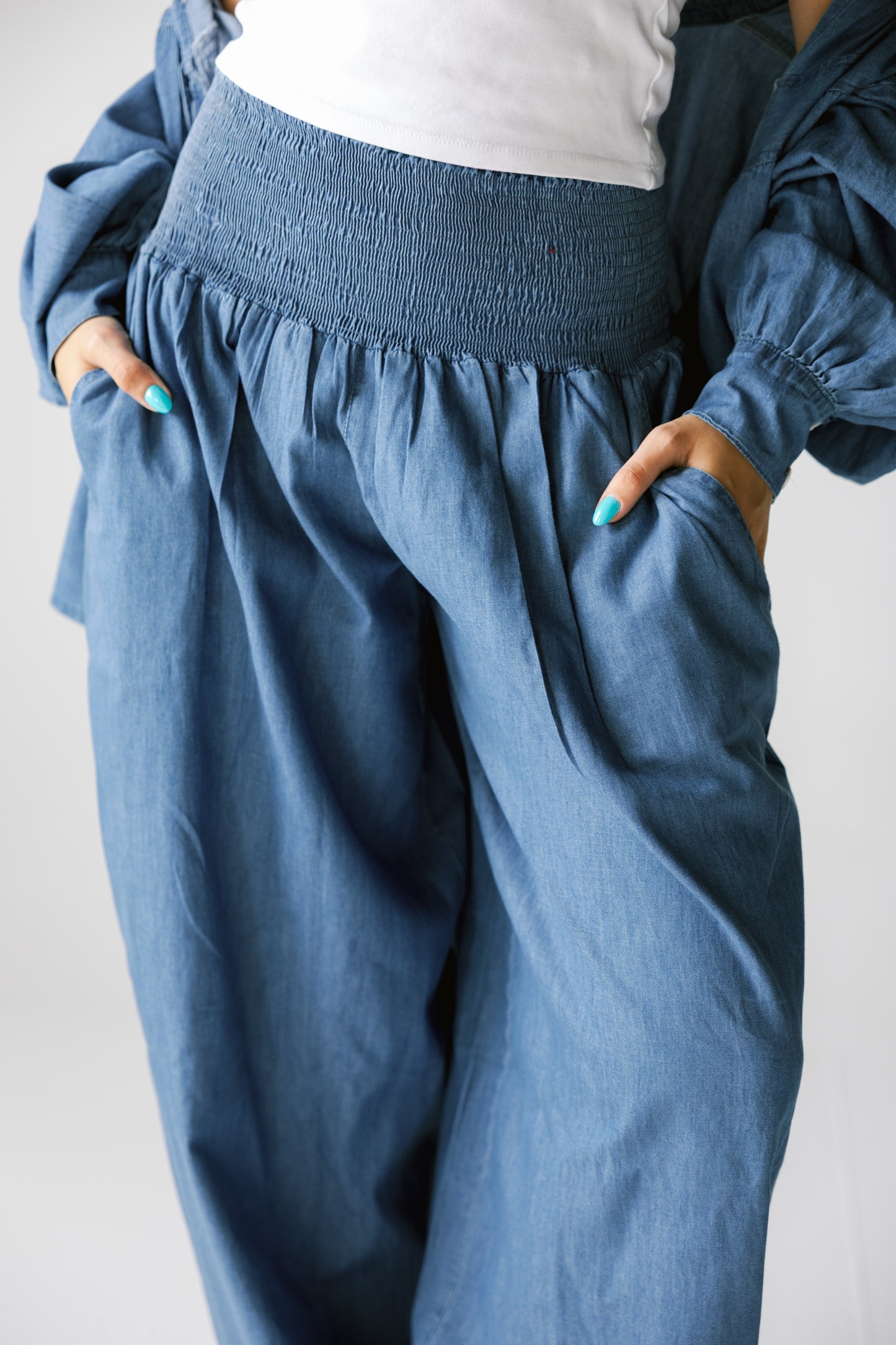 Denim balloon pants