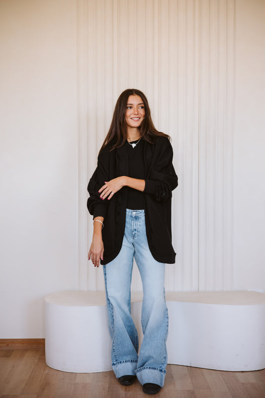 Bold melton jacket in black