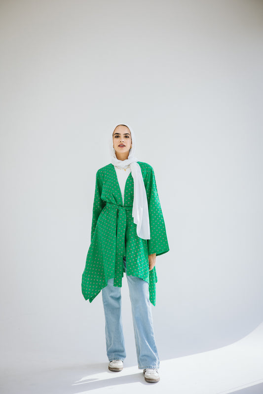 Sunny asymmetrical kimono in green