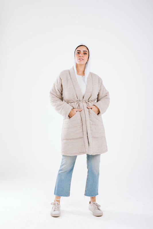 Daisy linen coat in beige