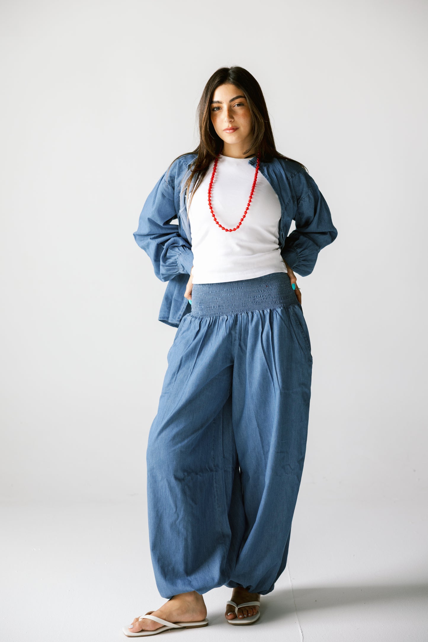 Denim balloon pants