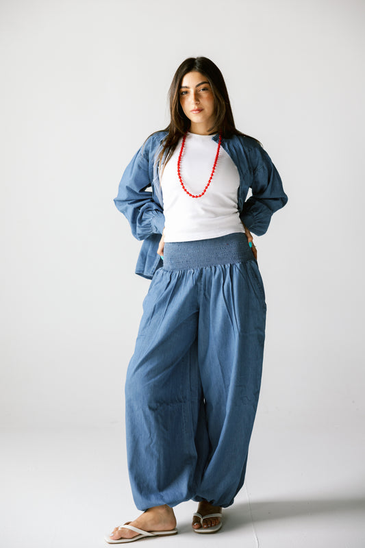 Denim tencel balloon pants