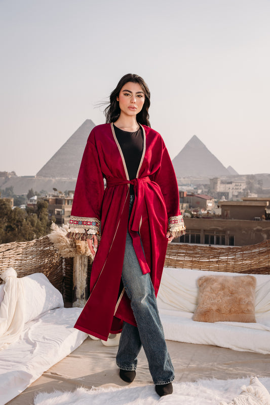 Indie suede kaftan in maroon