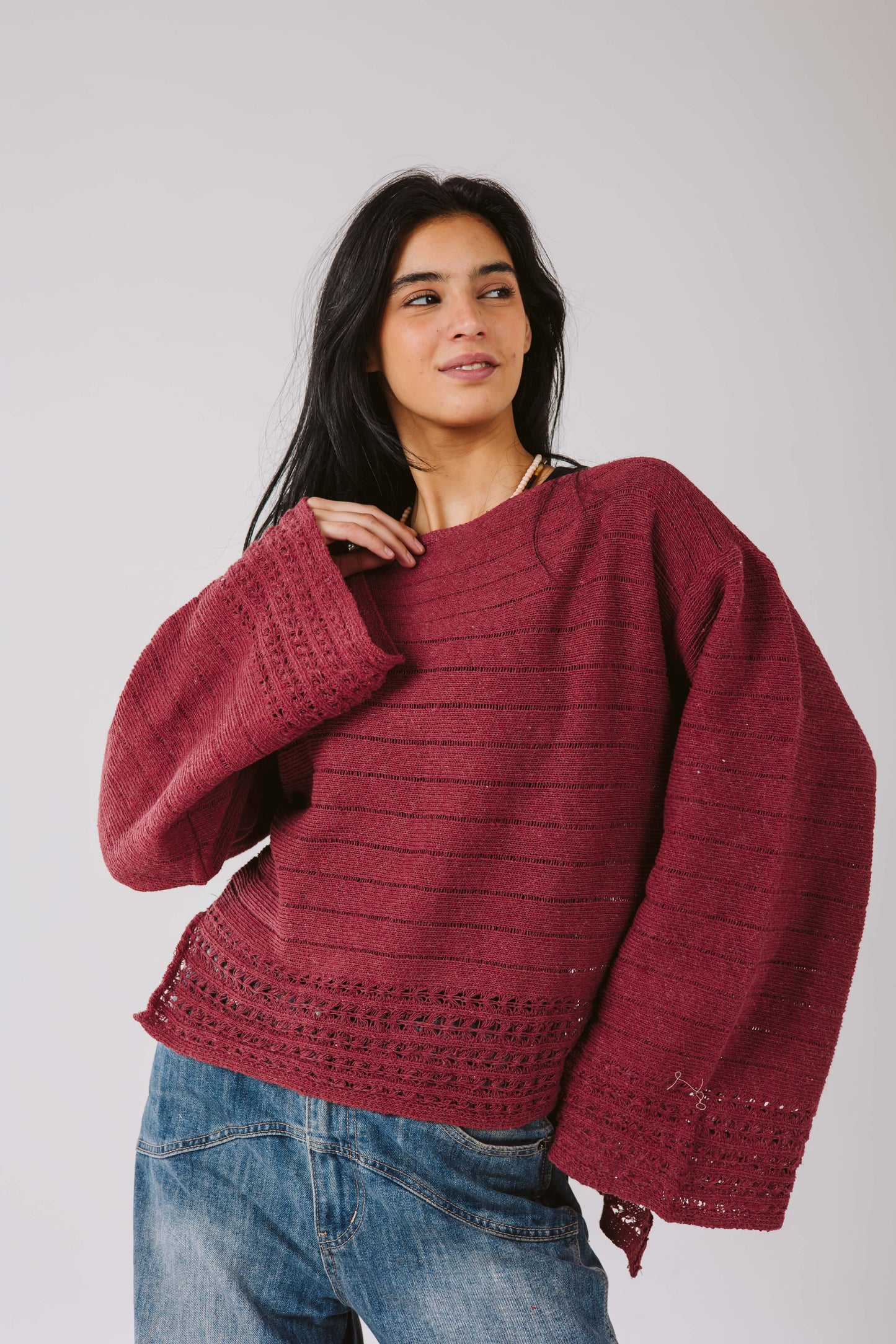 Lana knit top in maroon