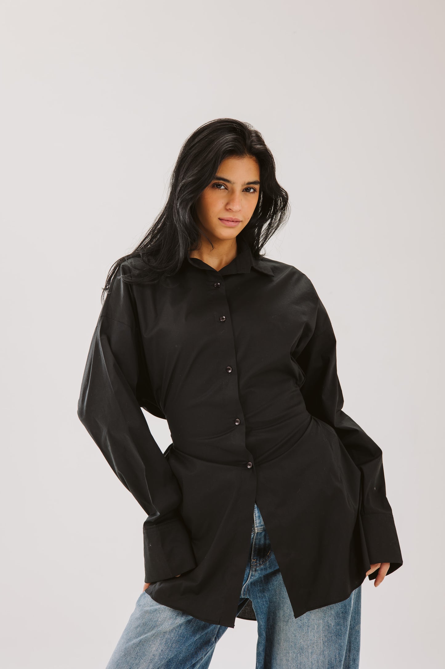 Ribbon chemise in black