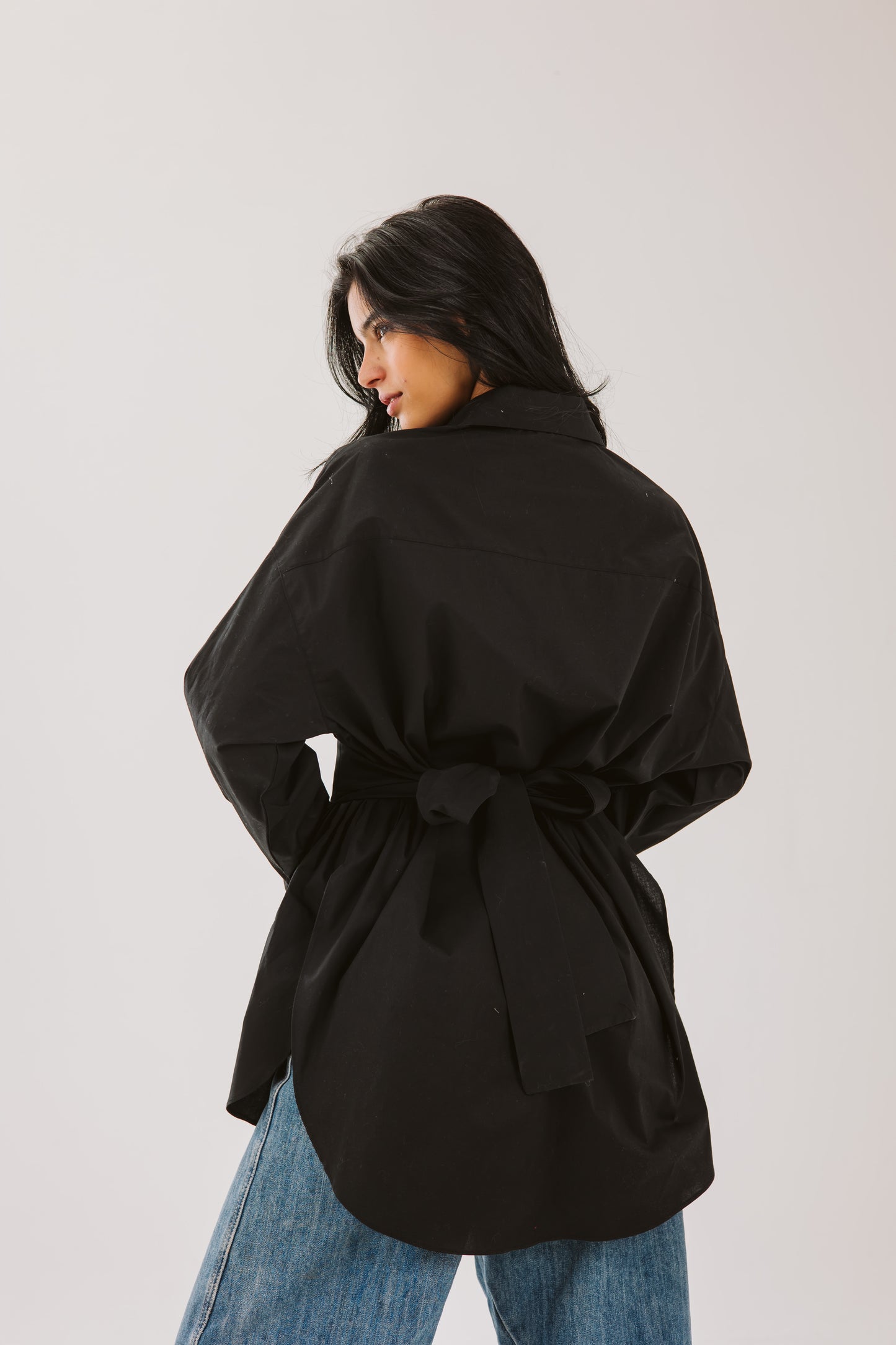 Ribbon chemise in black