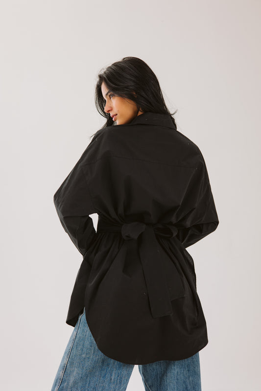 Ribbon chemise in black