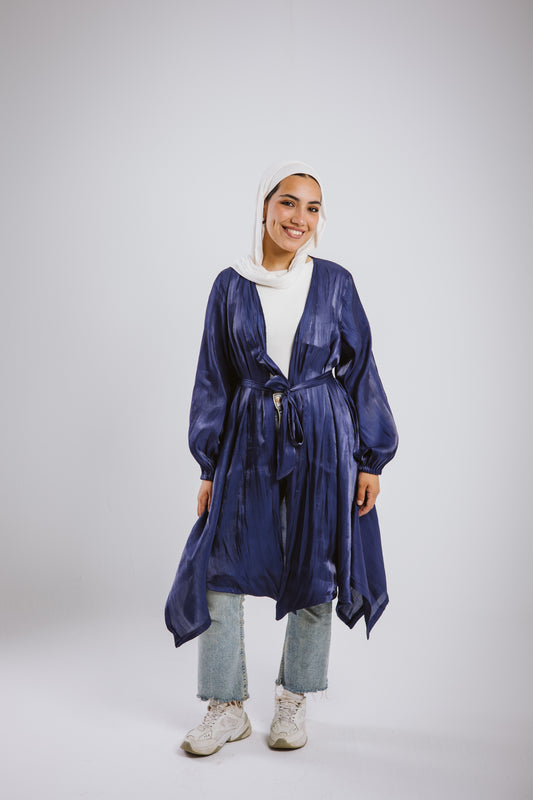 Mia silk kimono in navy