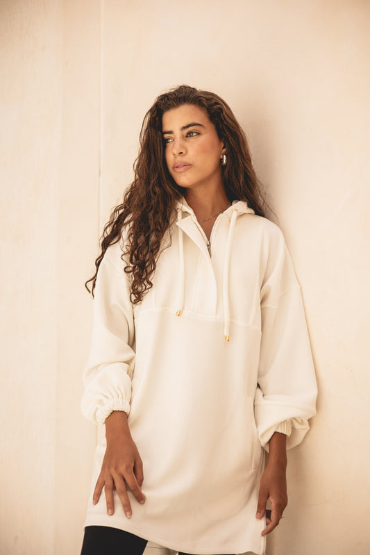 Core zip breezy top in white