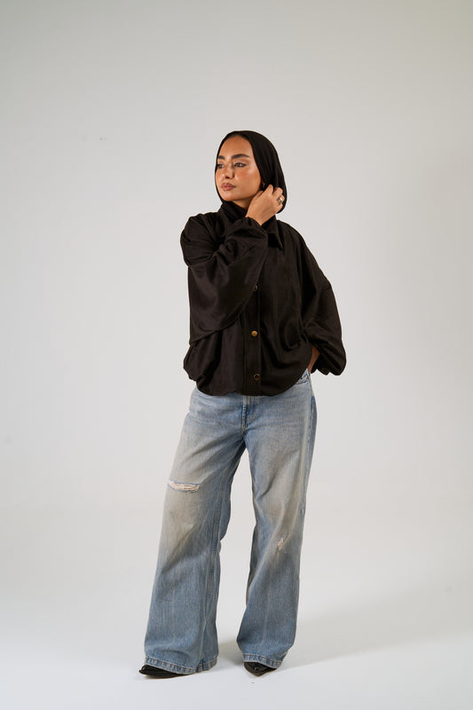 Balloon jacket in black