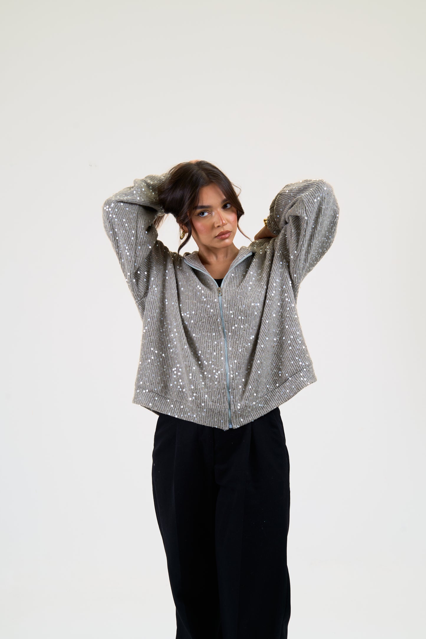 Sequin Statement Jacket in grey