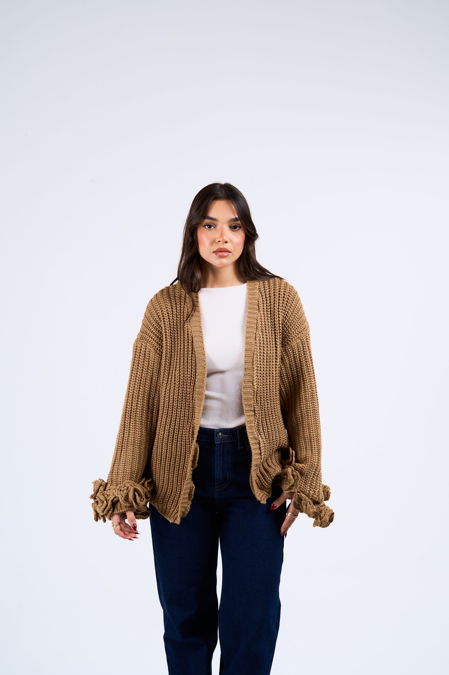Floral Cardigan in Mocha