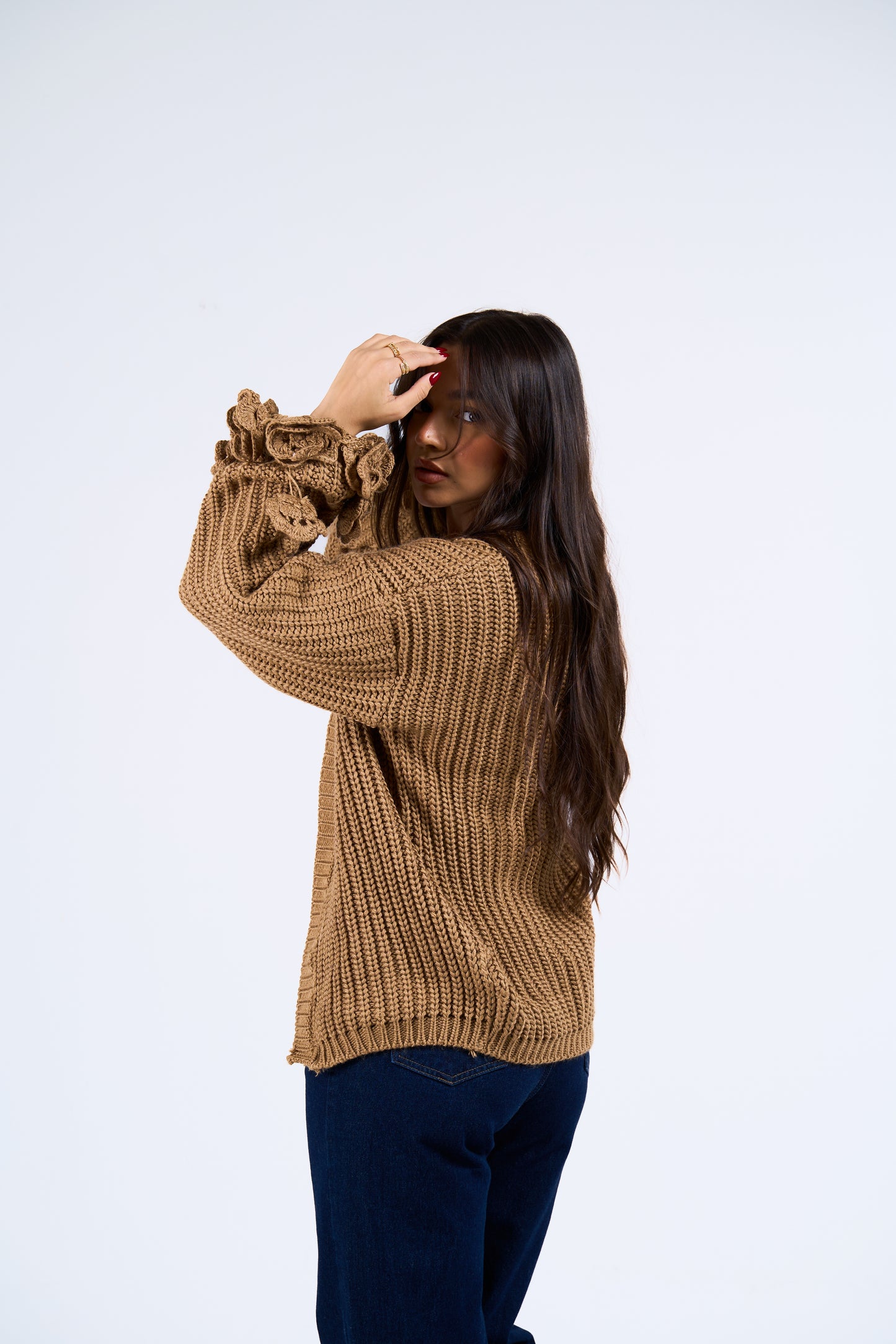 Floral Cardigan in Mocha