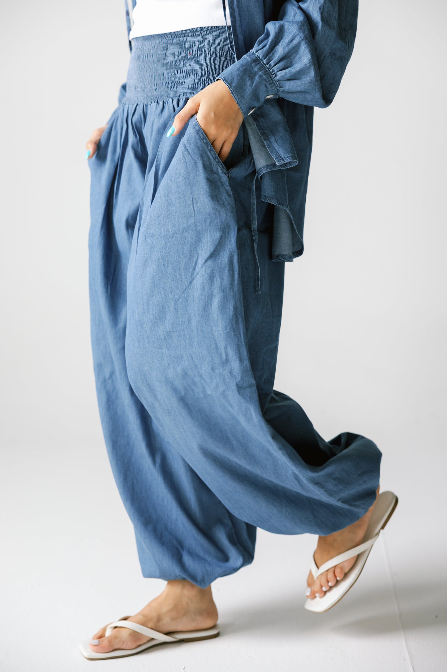 Denim balloon pants