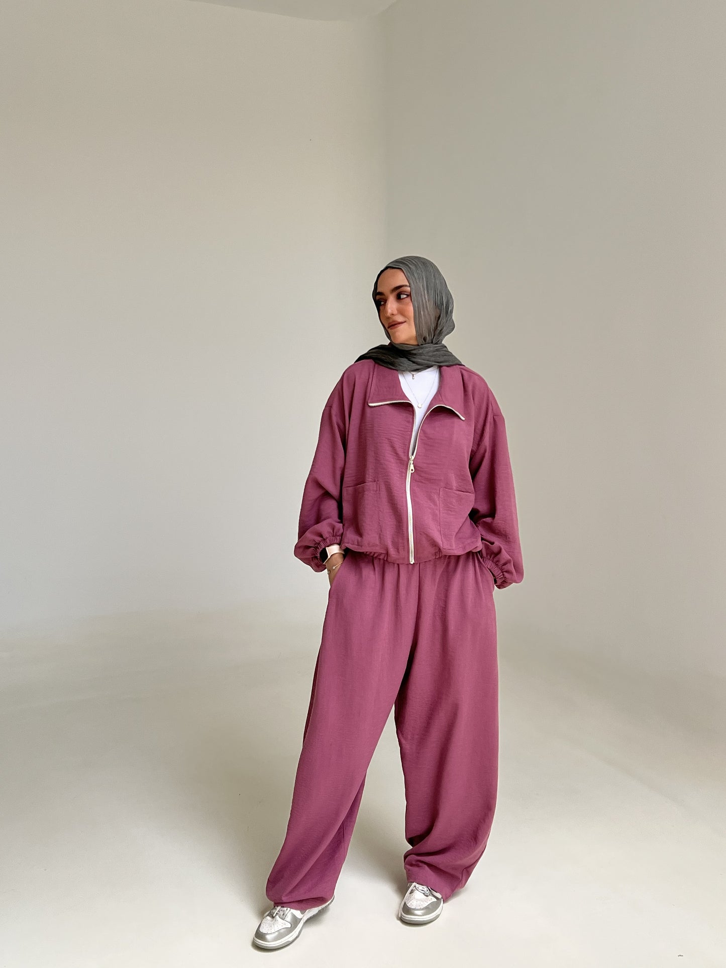Zip up set in Mauve