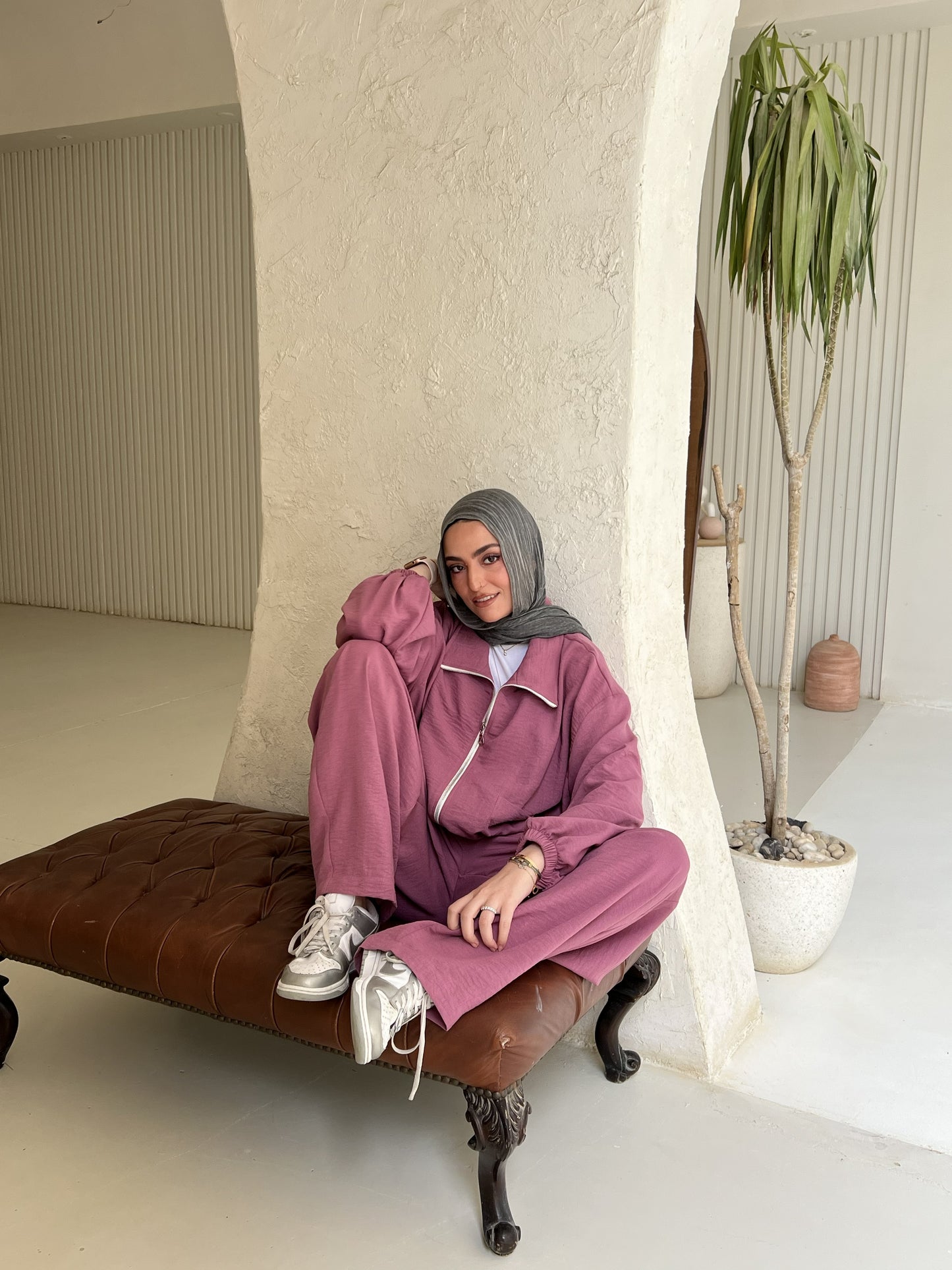 Zip up set in Mauve
