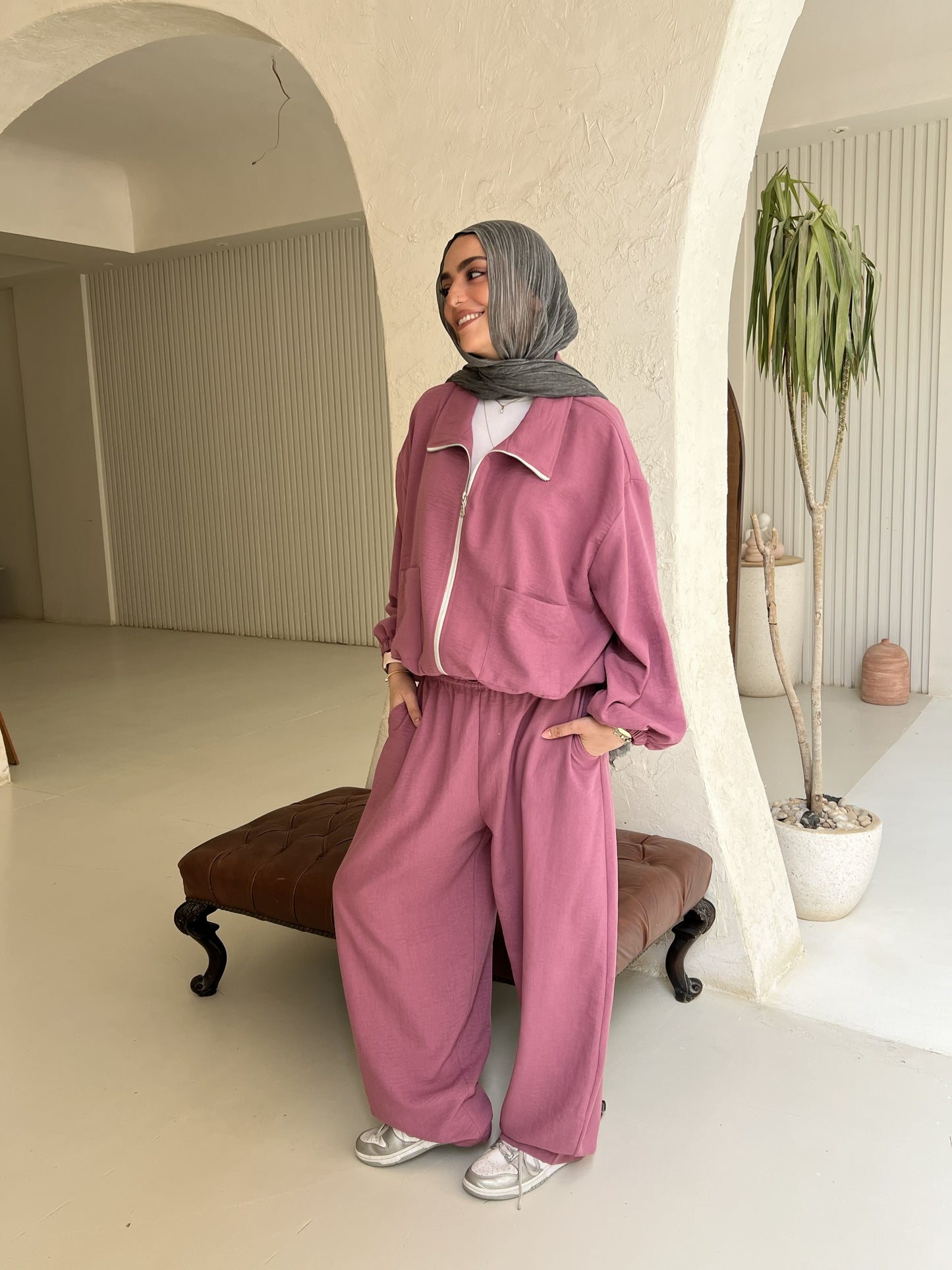 Zip up set in Mauve
