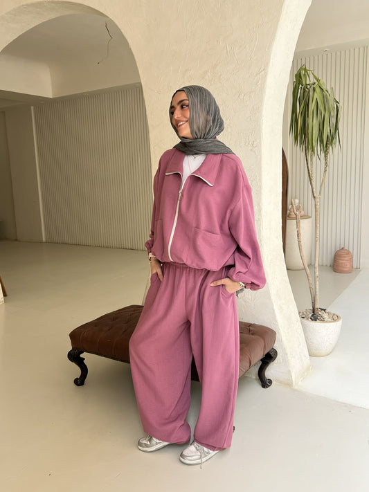 Zip up set in Mauve