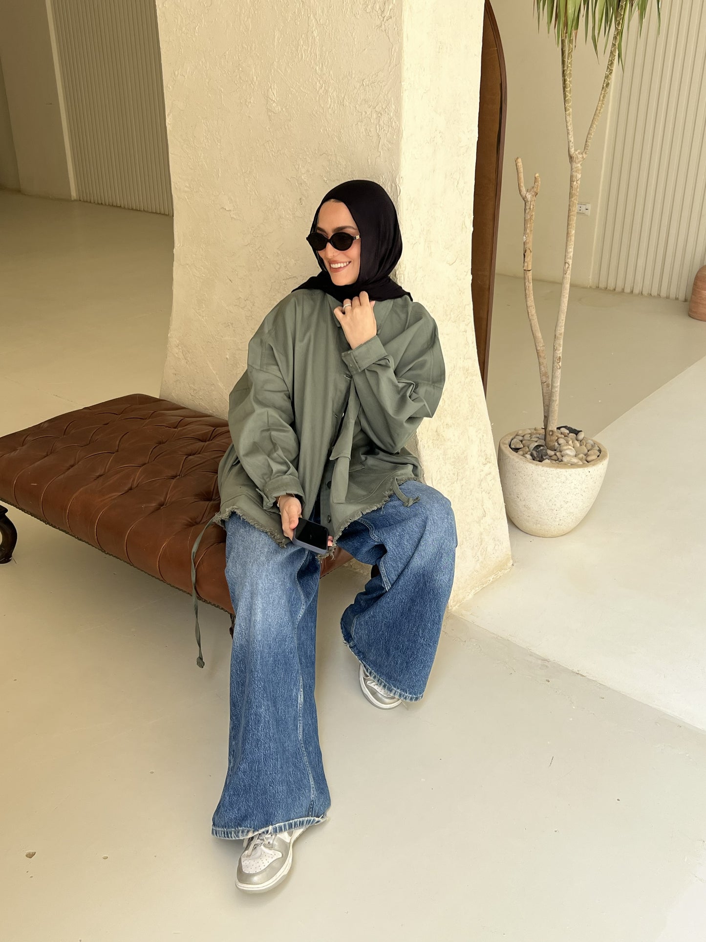 Gabardine jacket in Olive