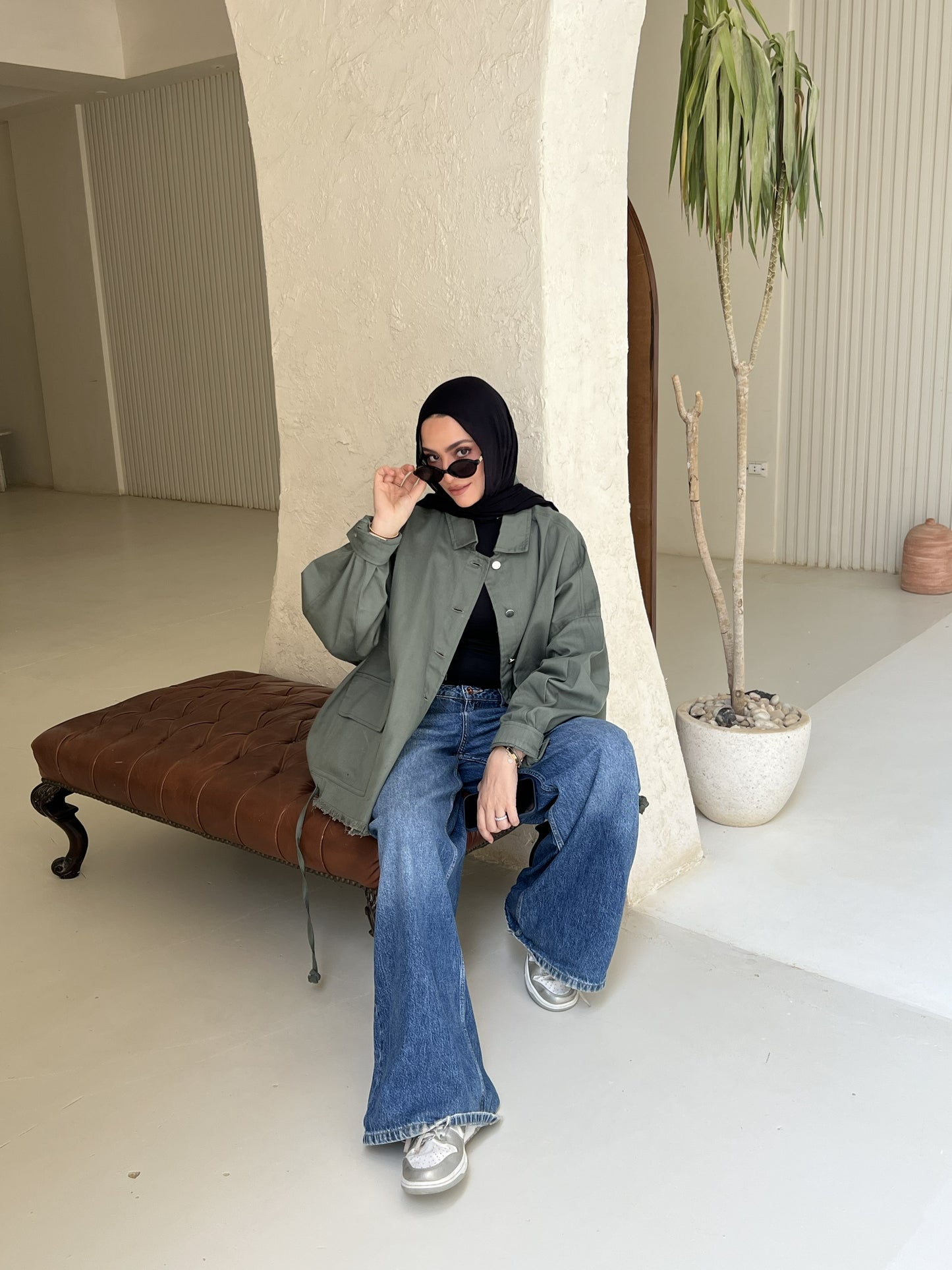 Gabardine jacket in Olive