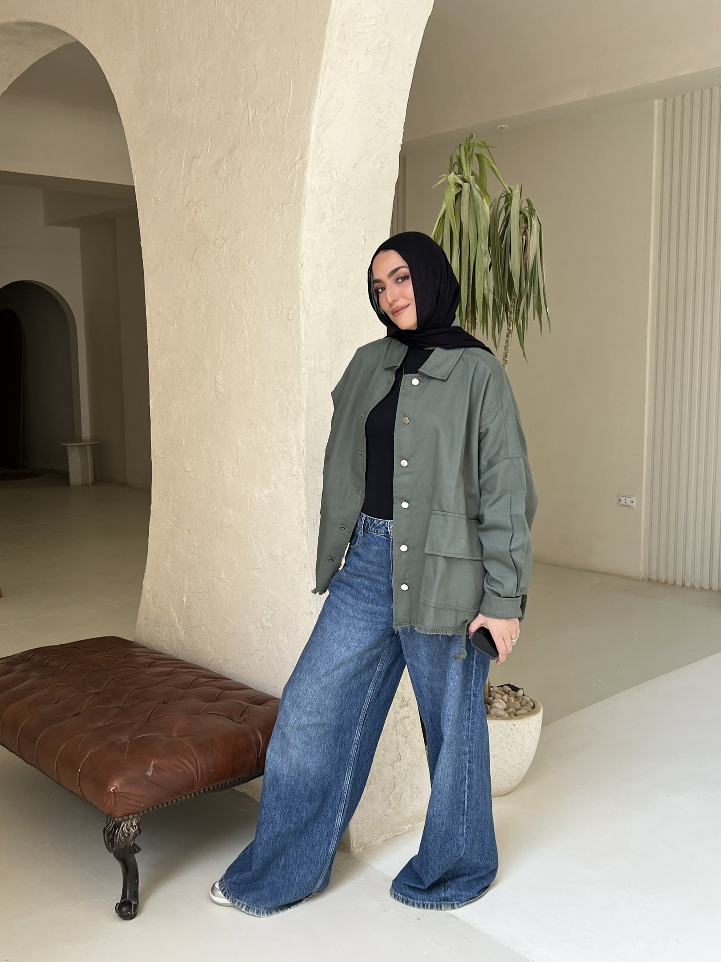 Gabardine jacket in Olive