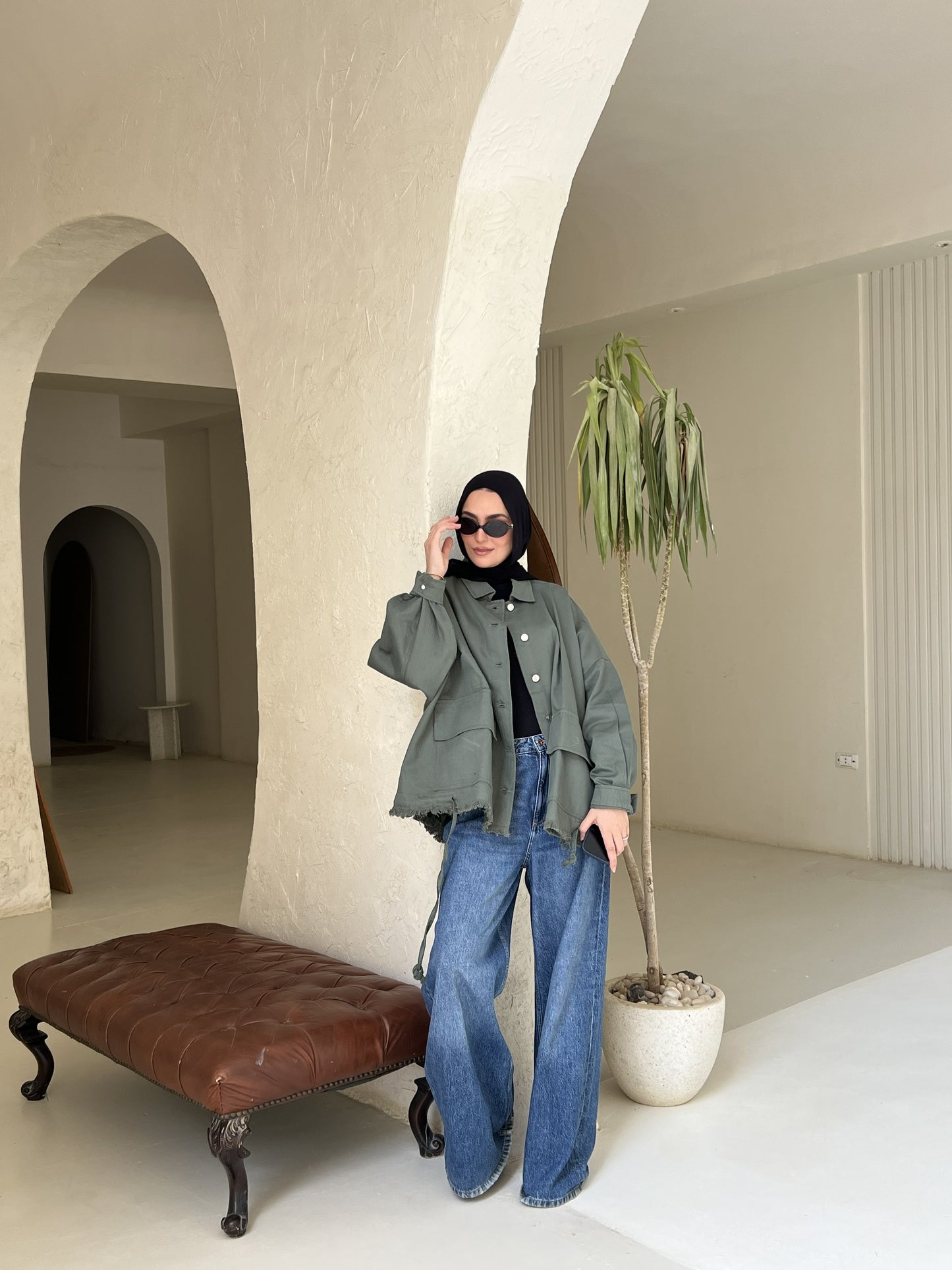 Gabardine jacket in Olive