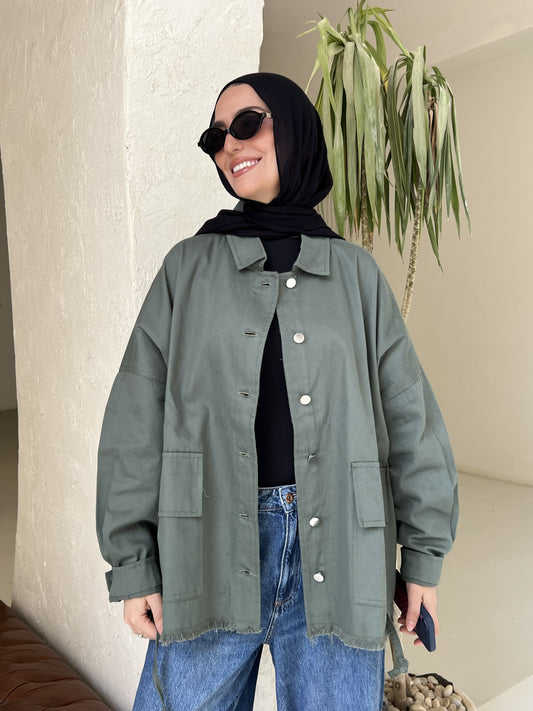 Gabardine jacket in Olive