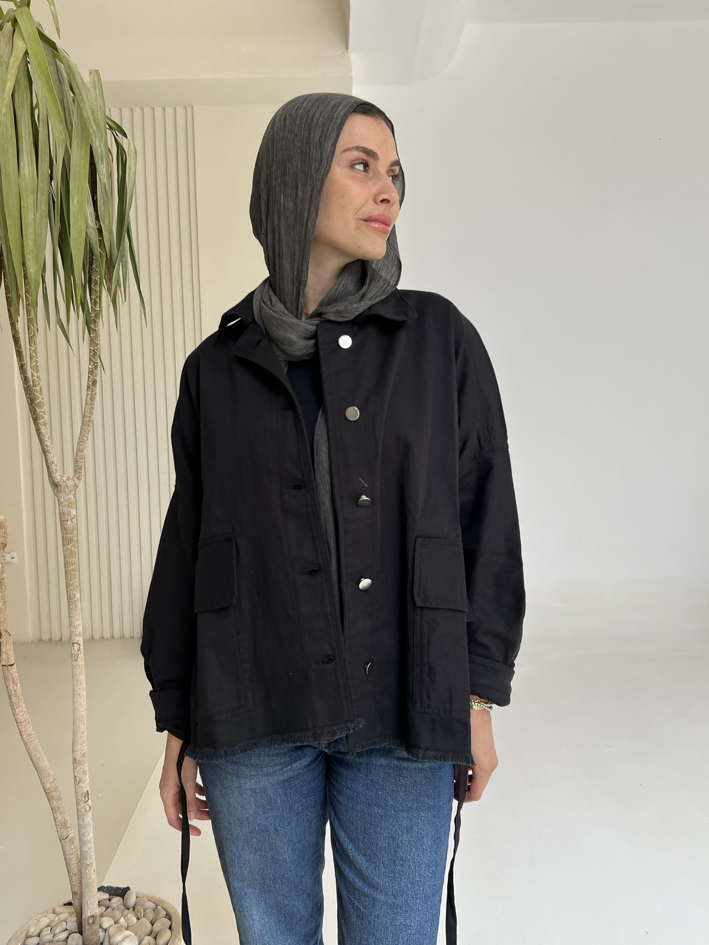 Gabardine jacket in Black