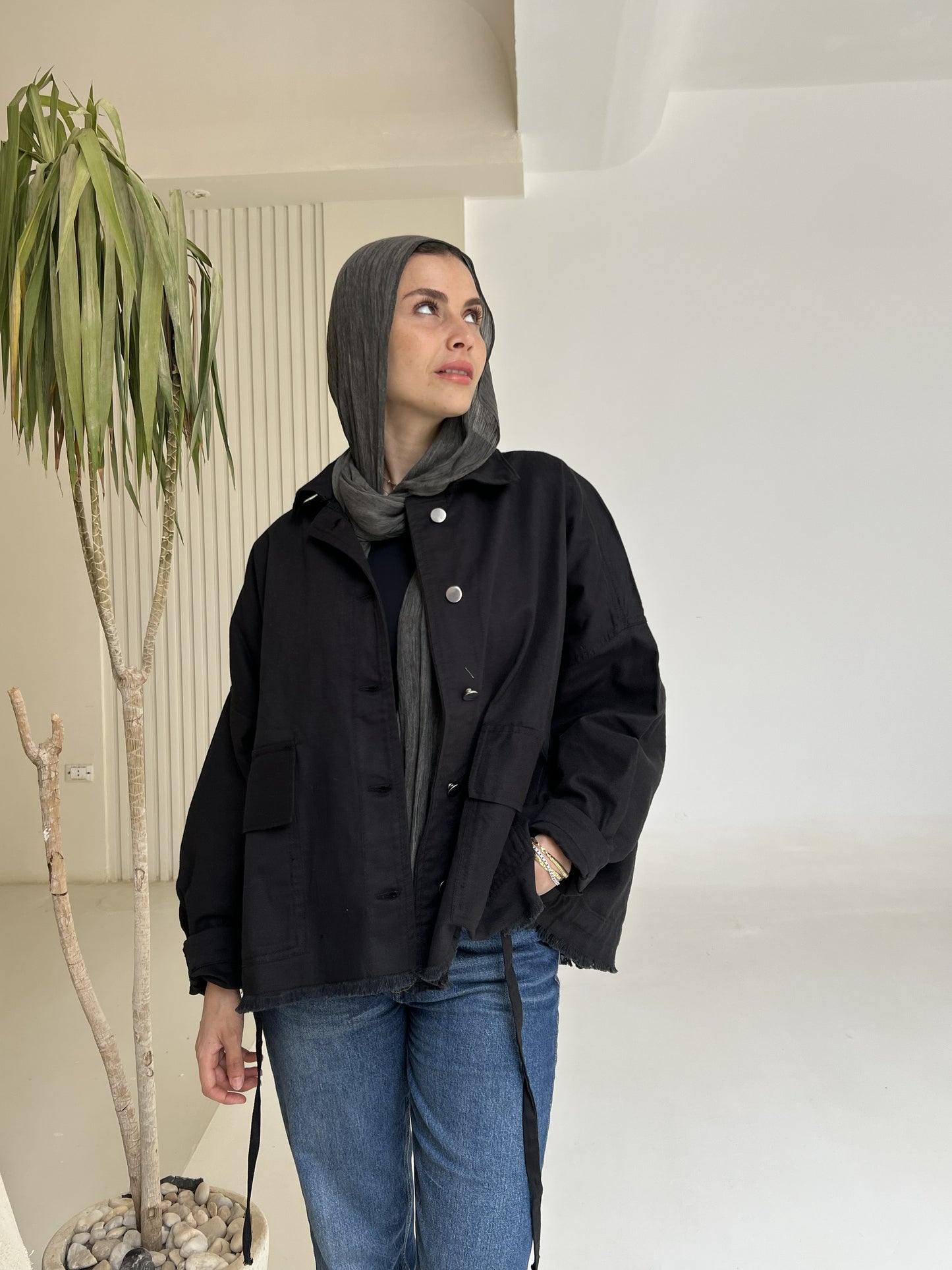Gabardine jacket in Black