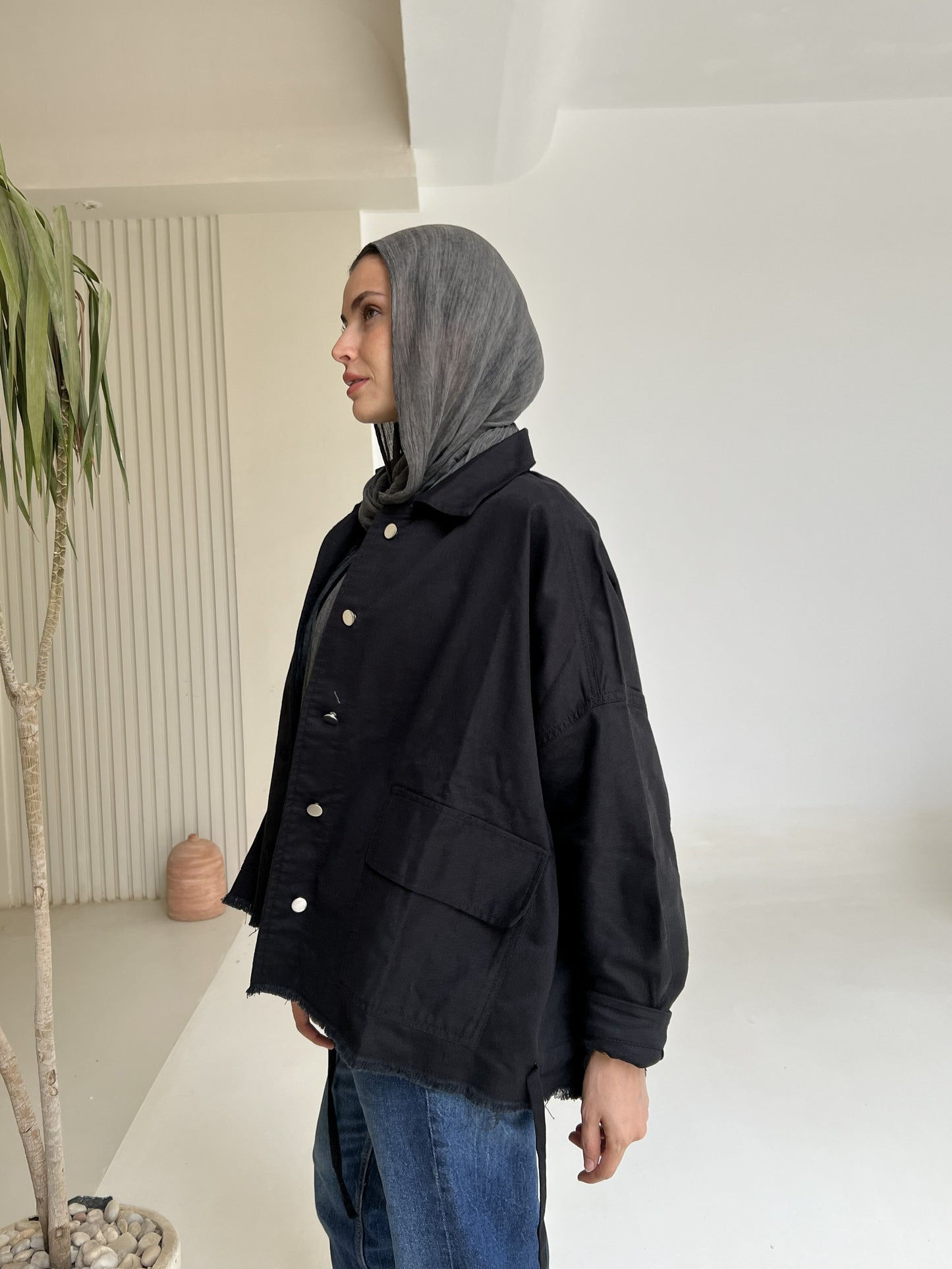 Gabardine jacket in Black
