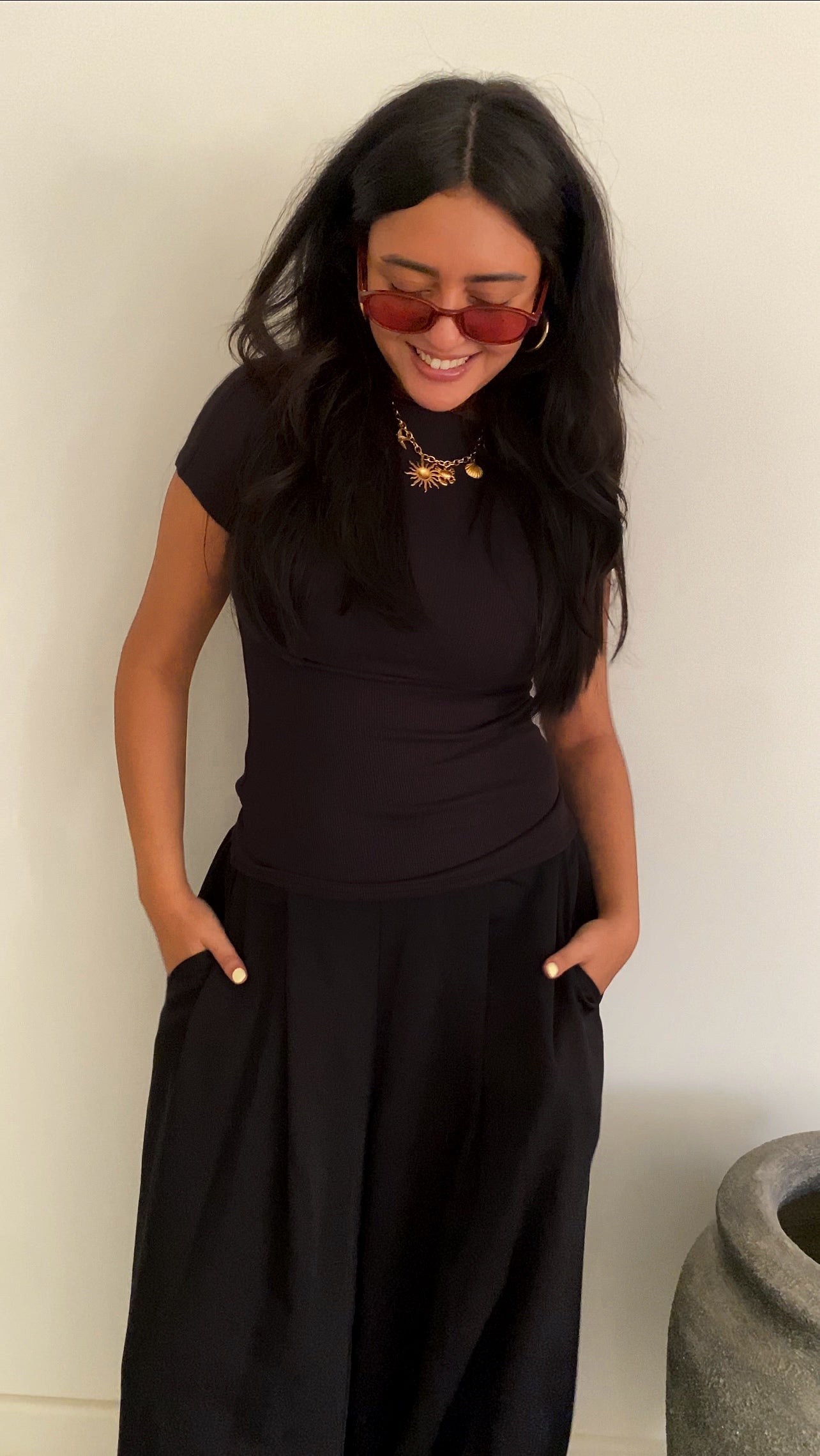 Slim rib top in Black