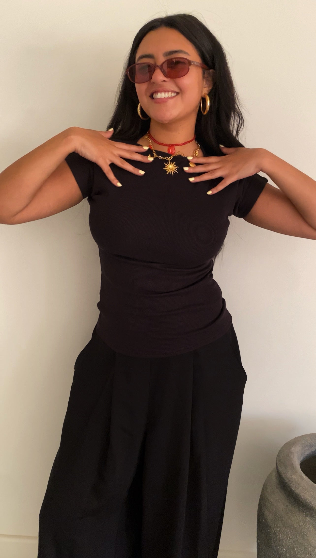 Slim rib top in Black