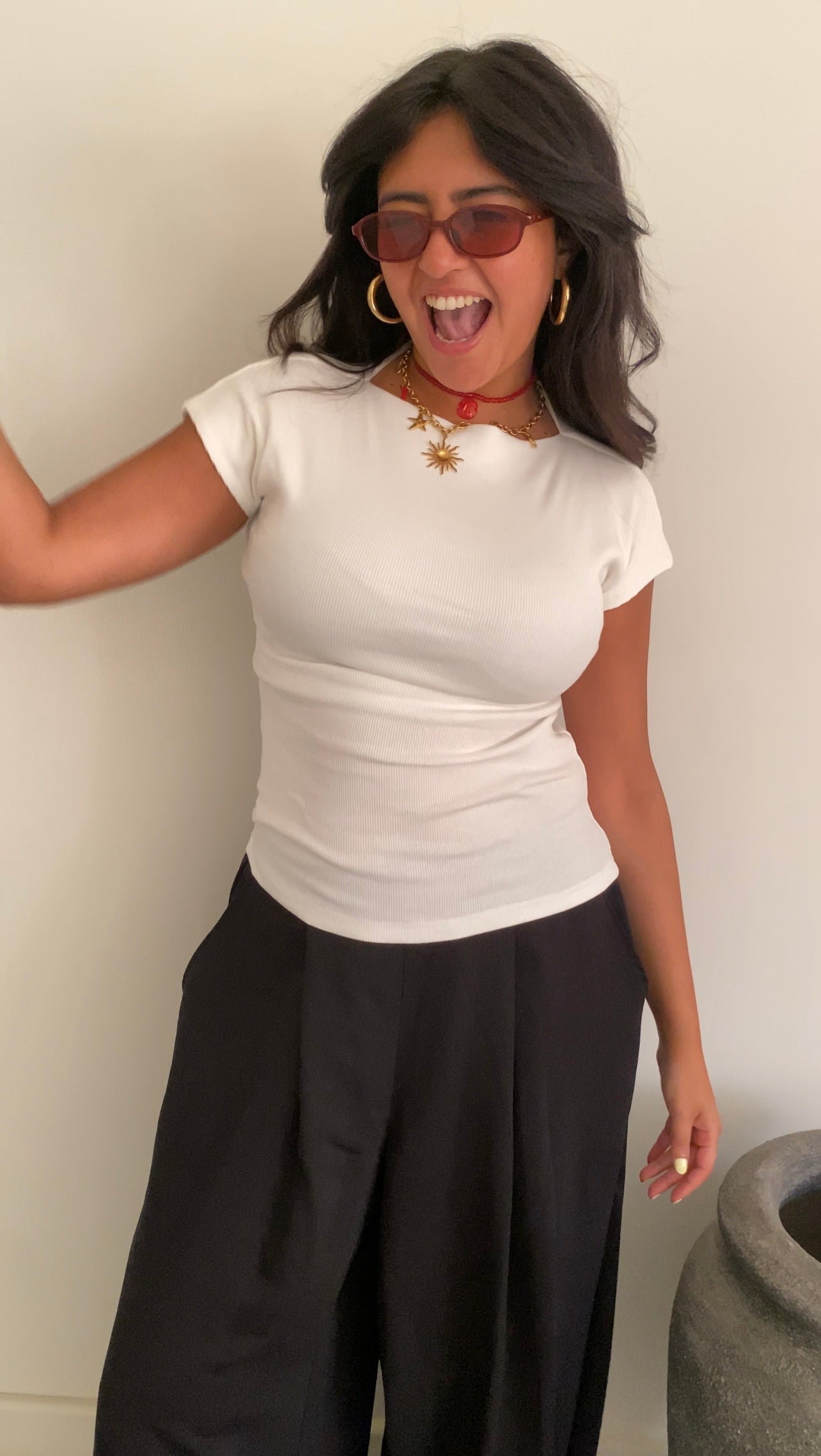 Slim rib top in white