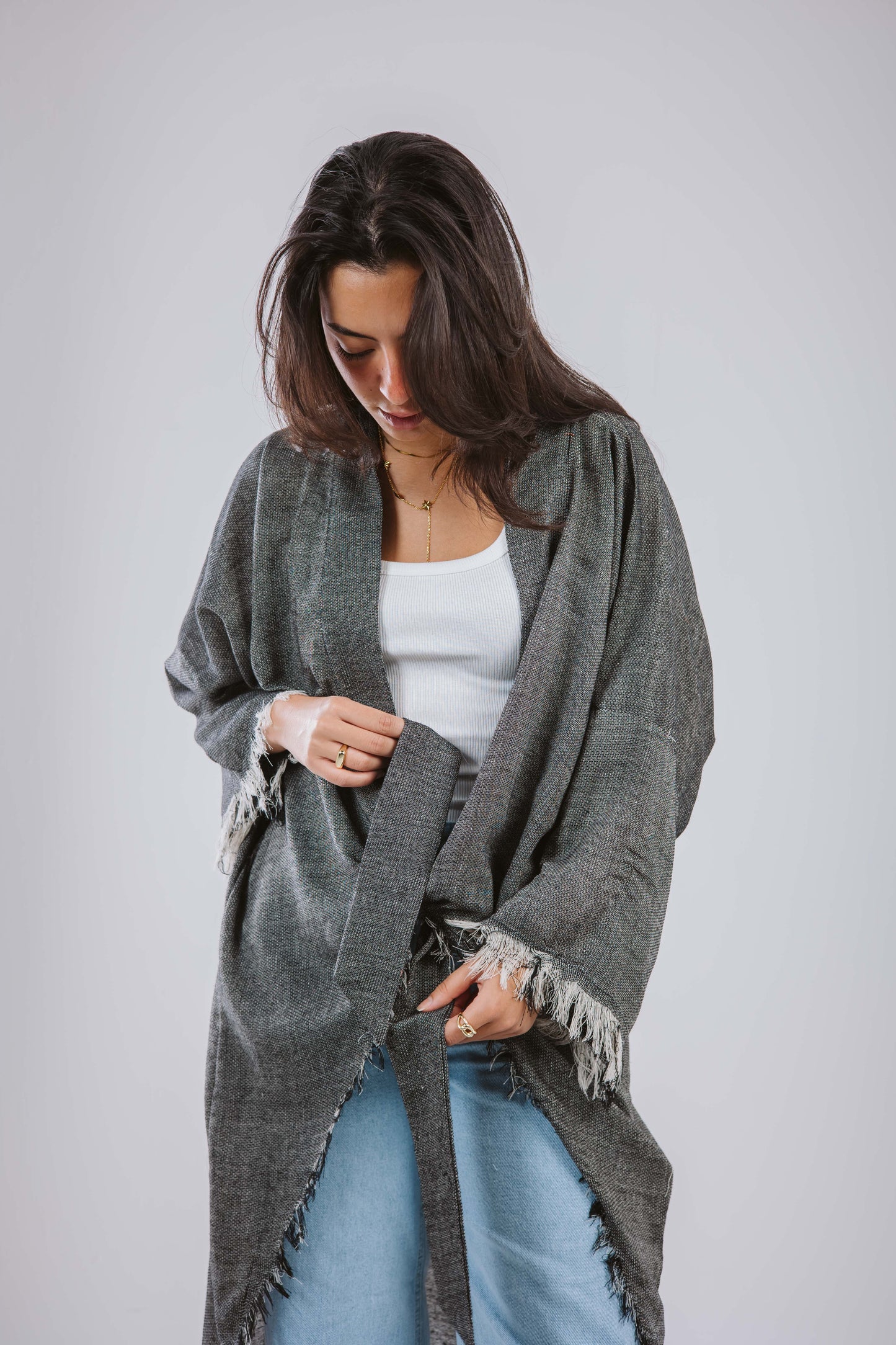 Fringes Cardigan in Grey