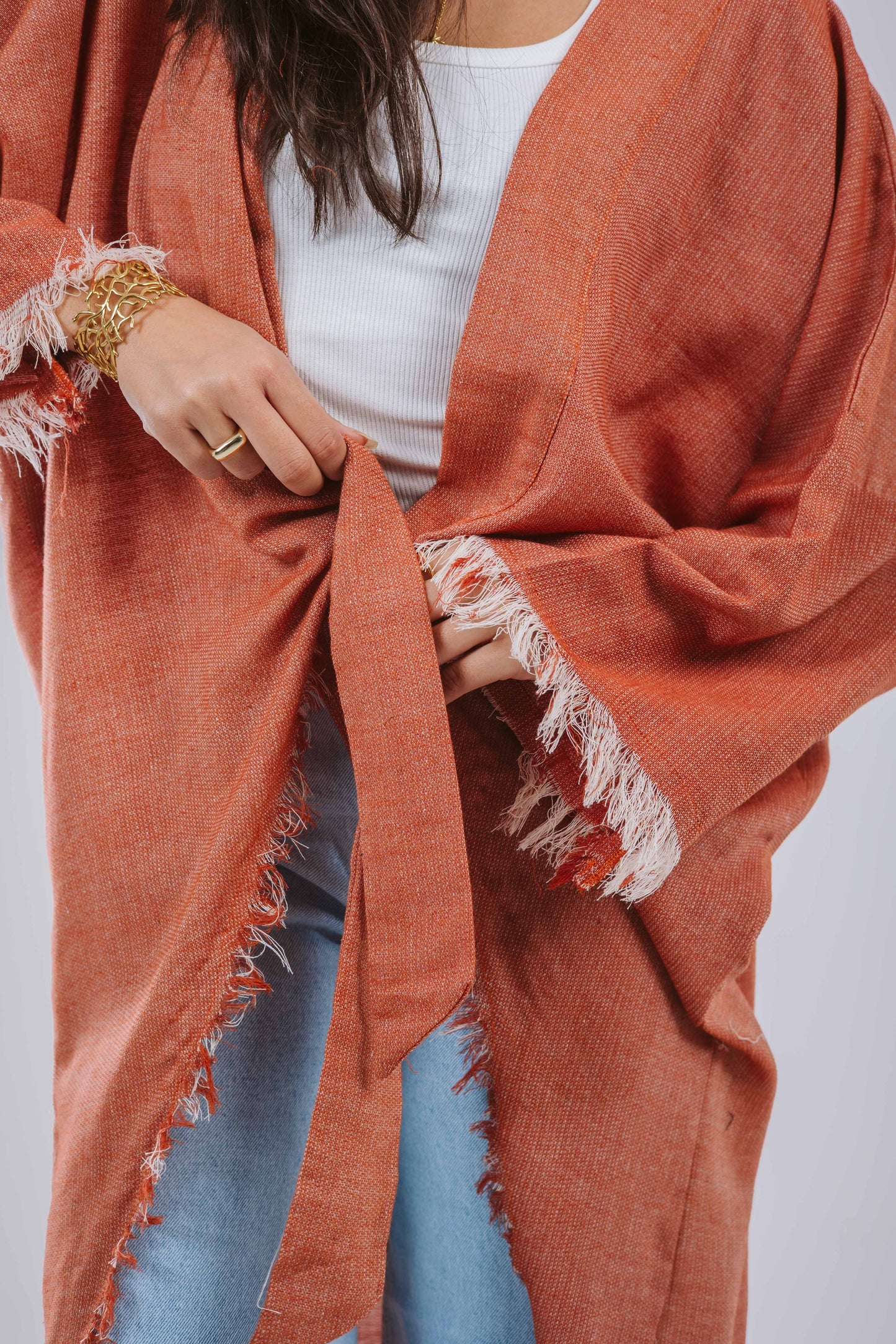 Fringes Cardigan in Coral