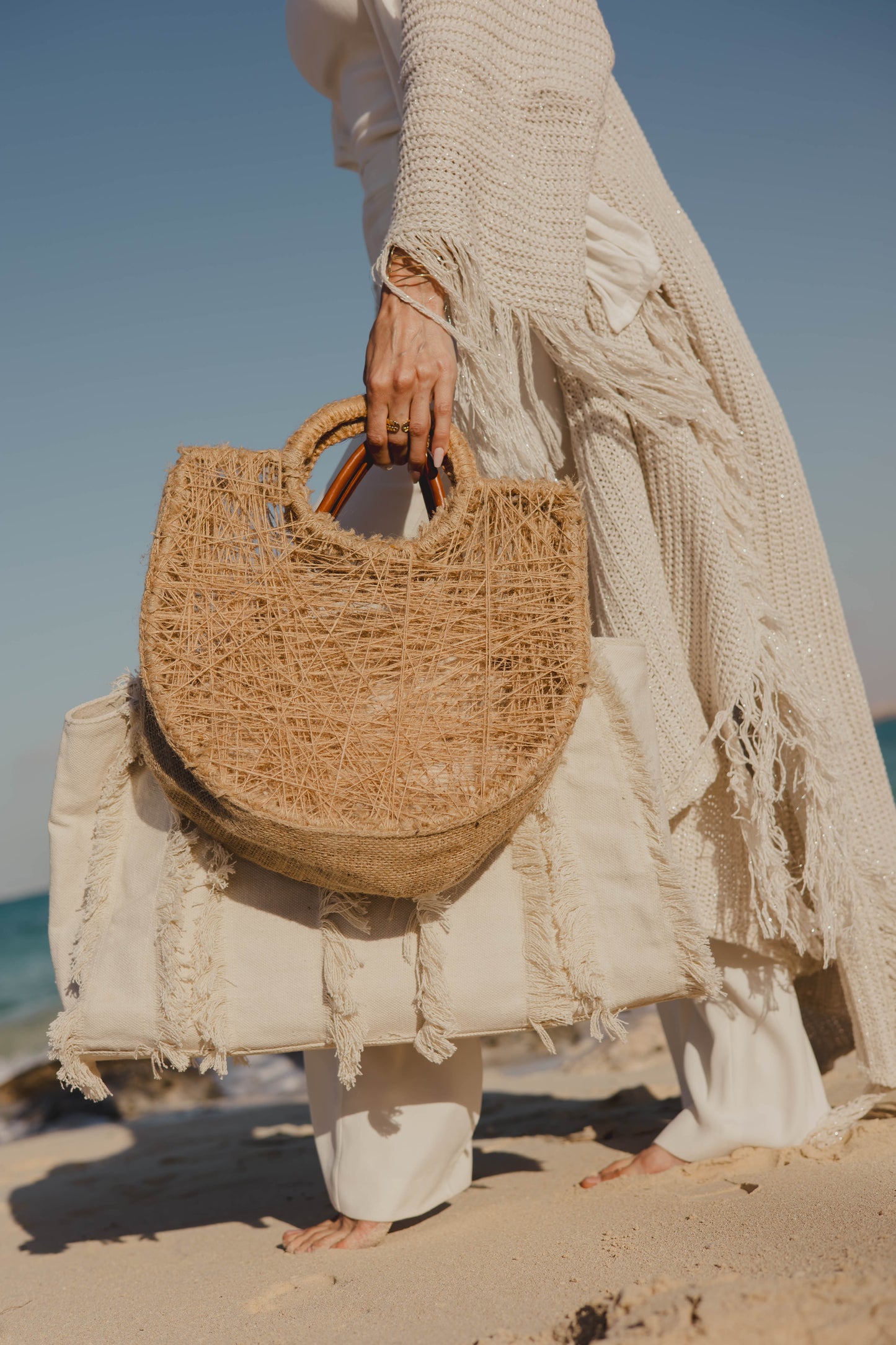 Tangle Tote Bag in Beige