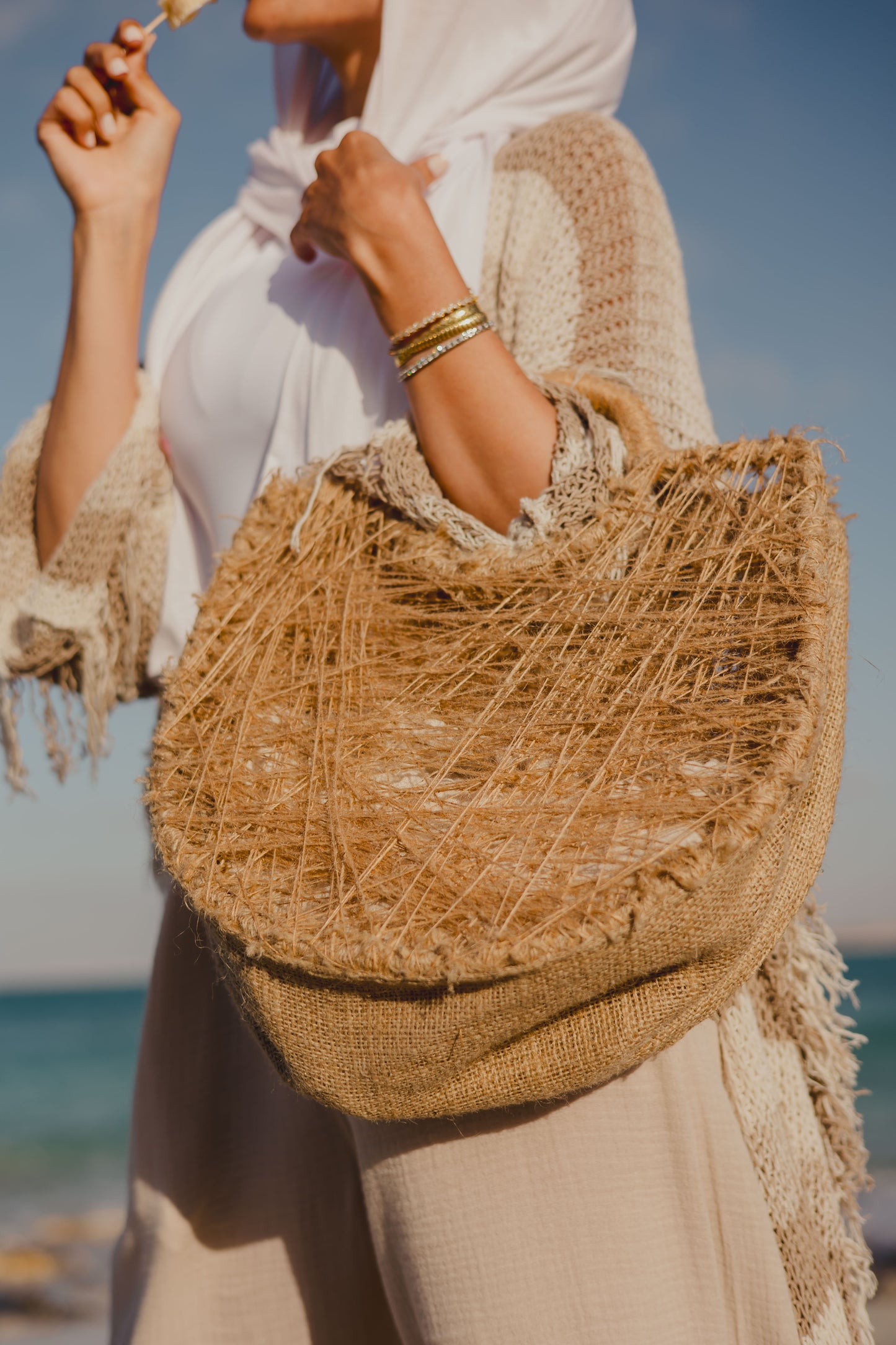 Tangle Tote Bag in Beige