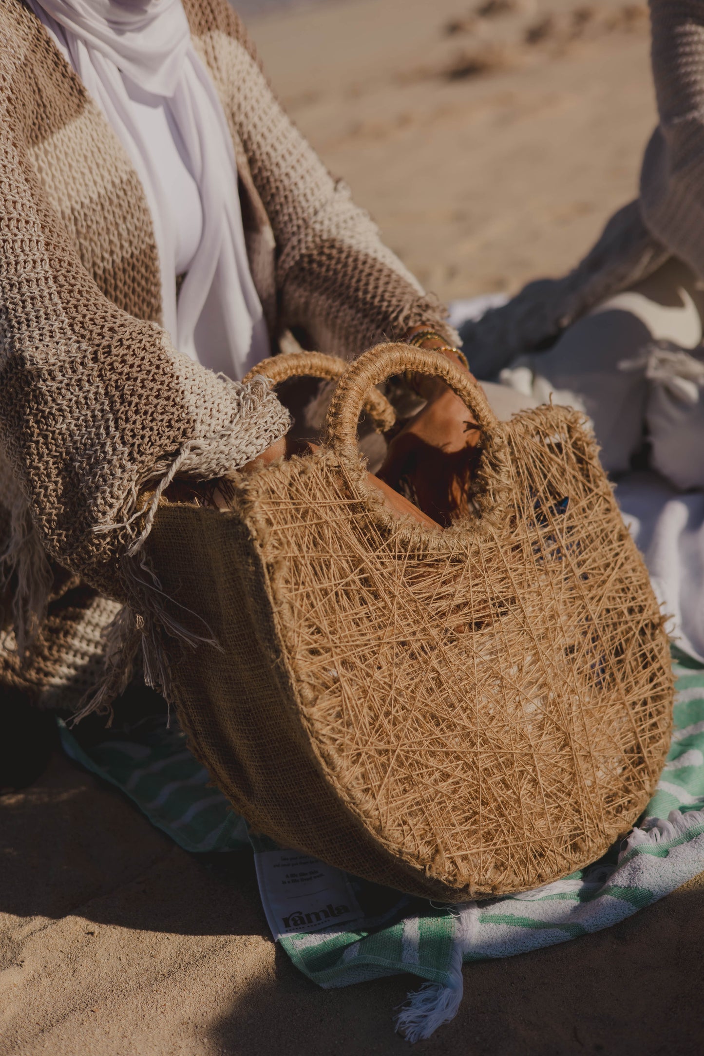 Tangle Tote Bag in Beige