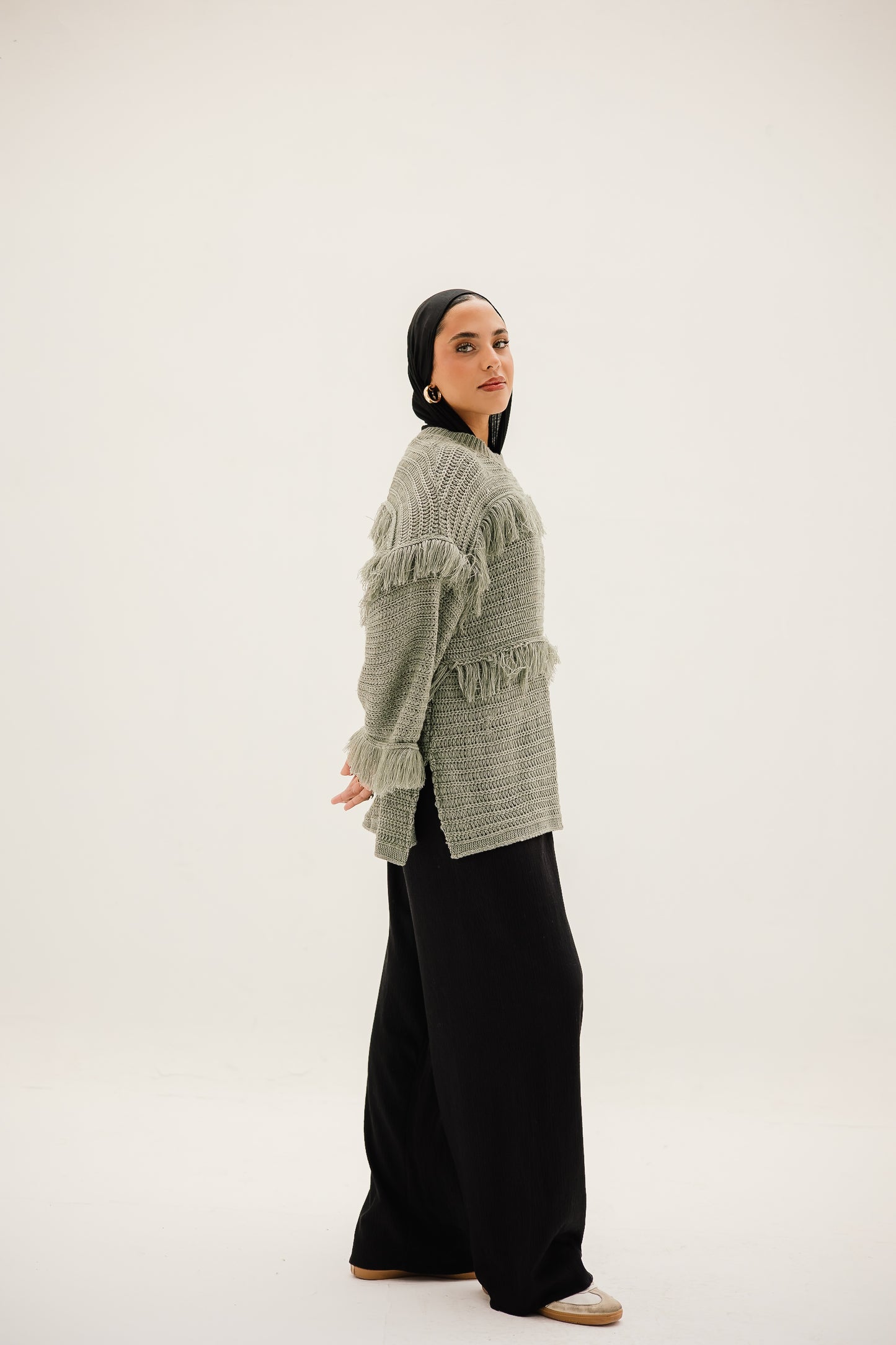 Layered Fringe Knit in Mint