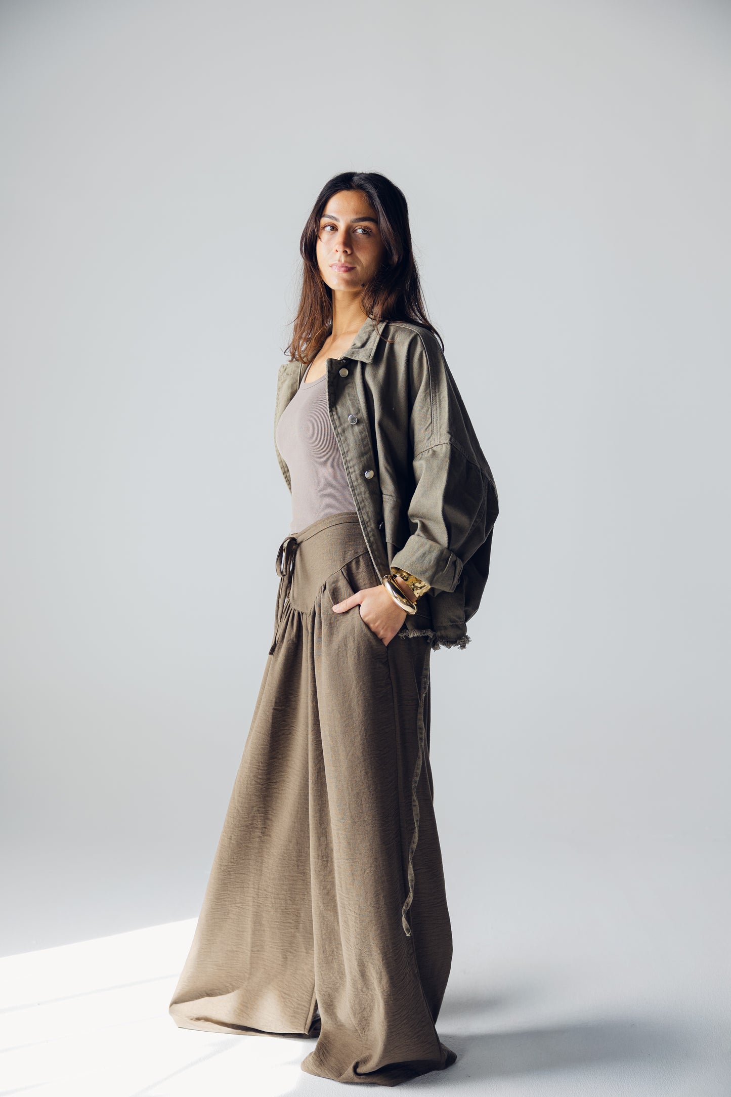Denim jacket in olive