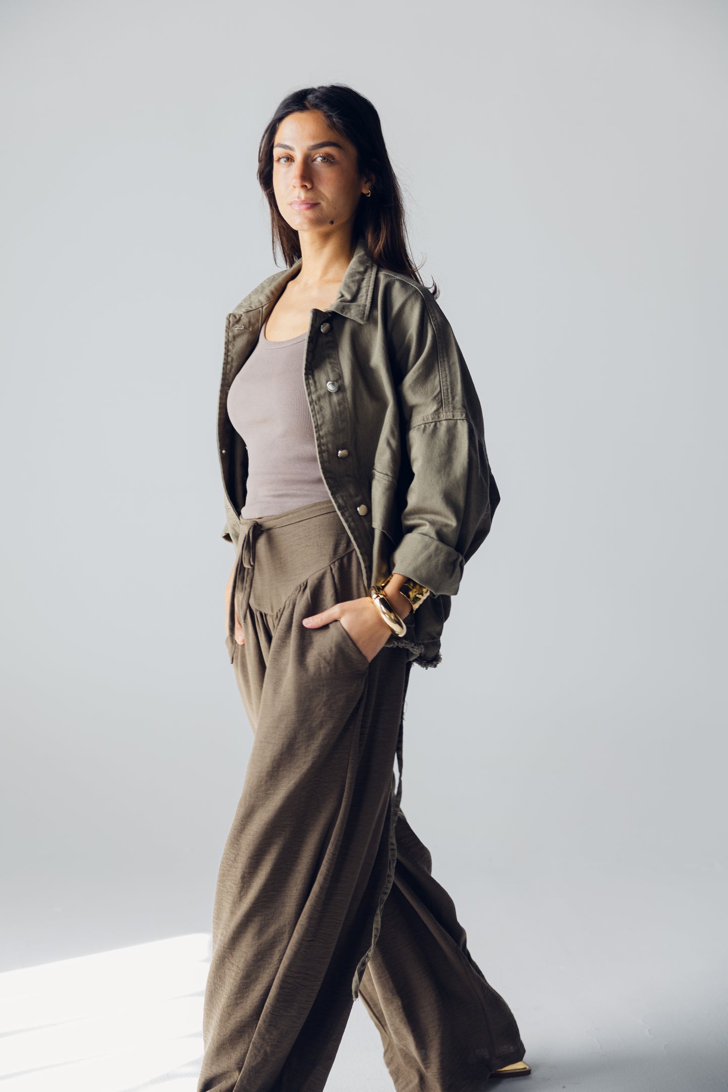 Denim jacket in olive